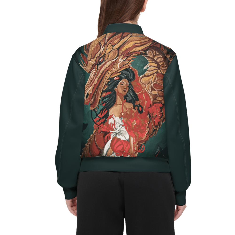 Women's Double Layered Bomber Sports Jacket-Techno Scuba Knit