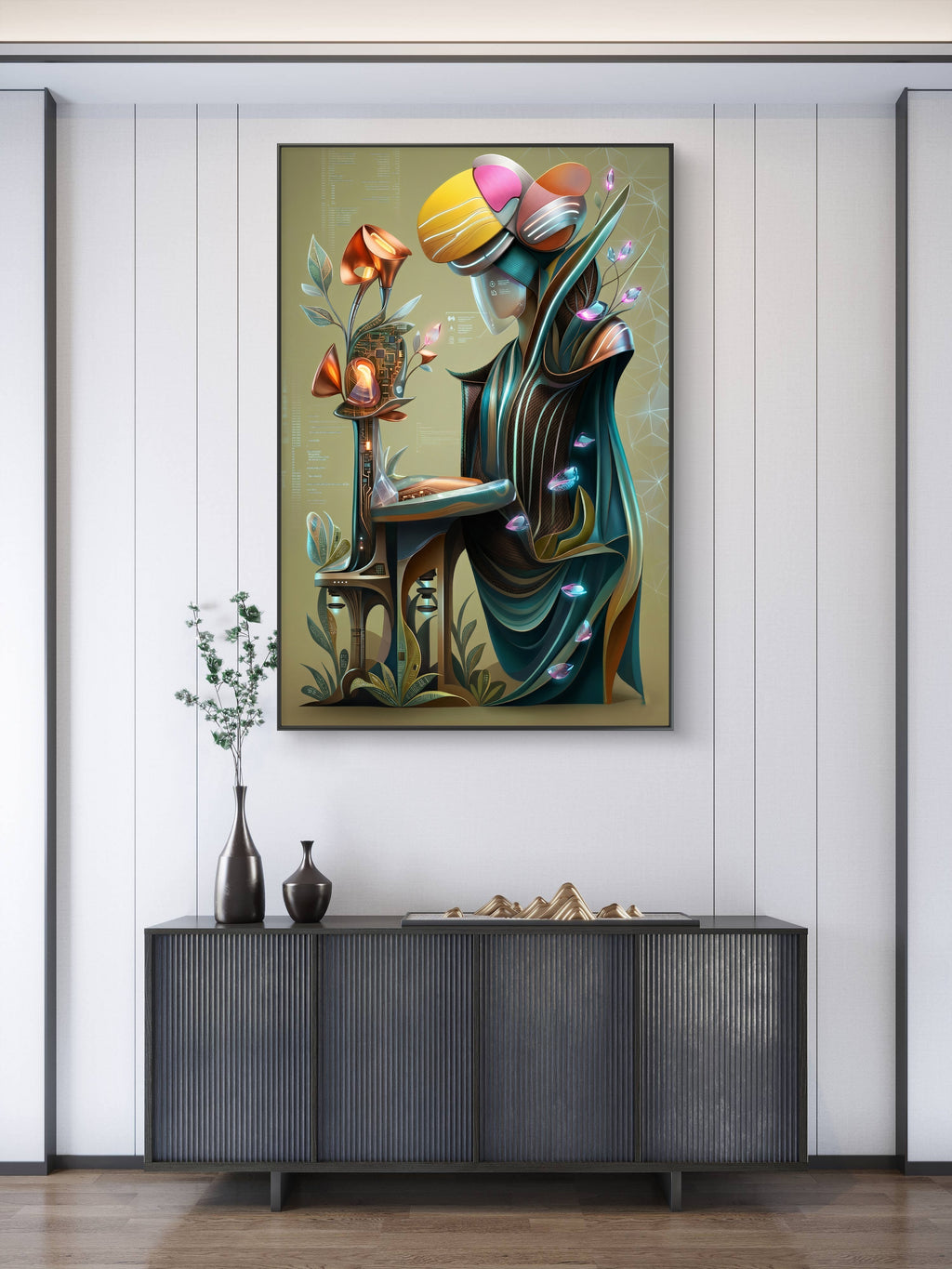Surreal Floral Muse Matte Canvas Print — Framed Wall Art