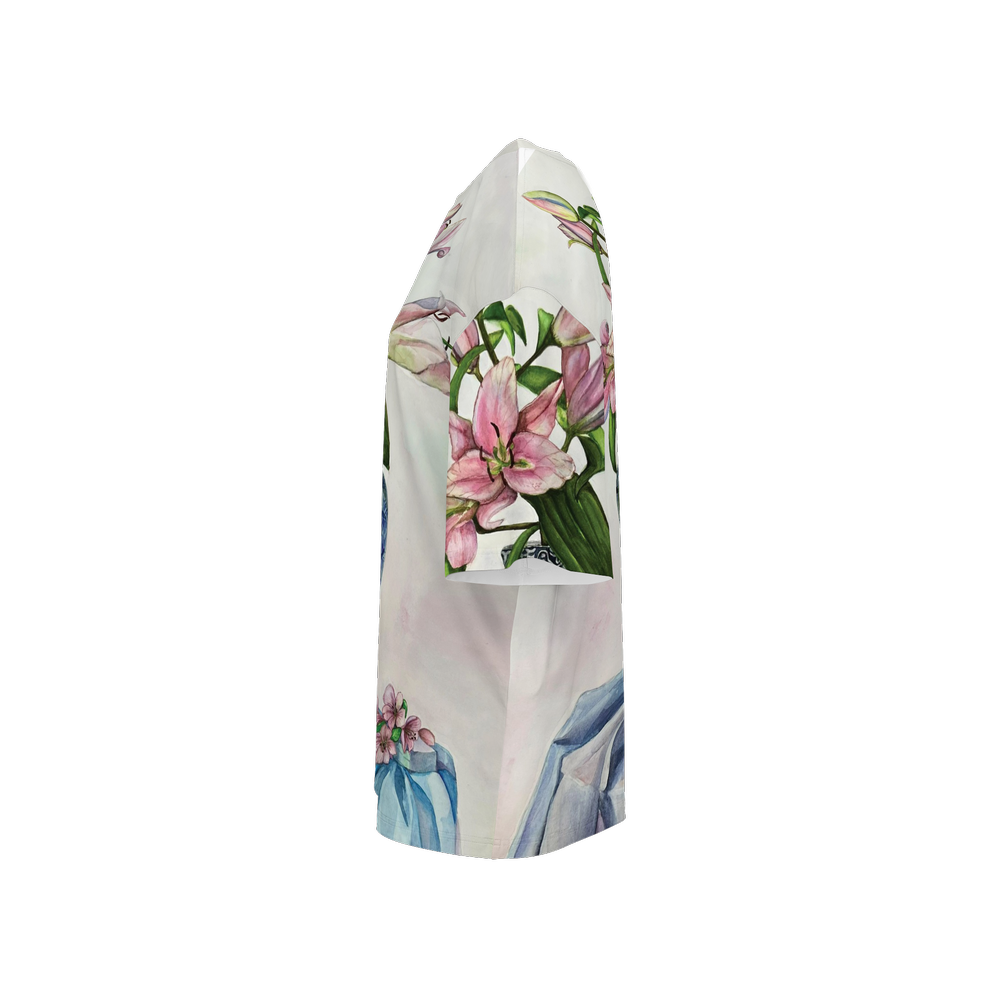 Pink Flowers Vase  Oversized T-Shirt