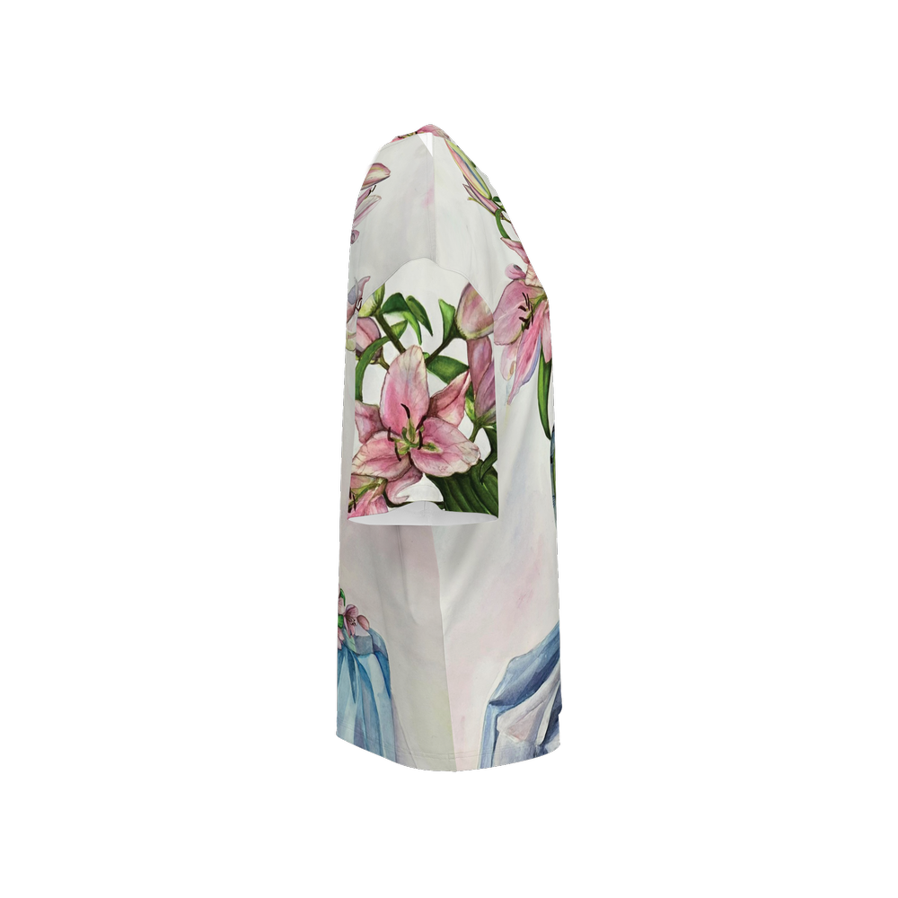 Pink Flowers Vase  Oversized T-Shirt