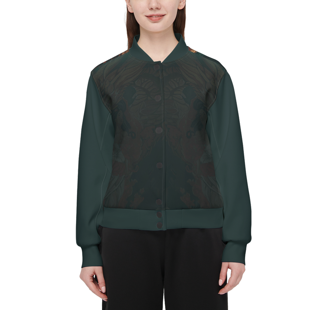 Women's Double Layered Bomber Sports Jacket-Techno Scuba Knit