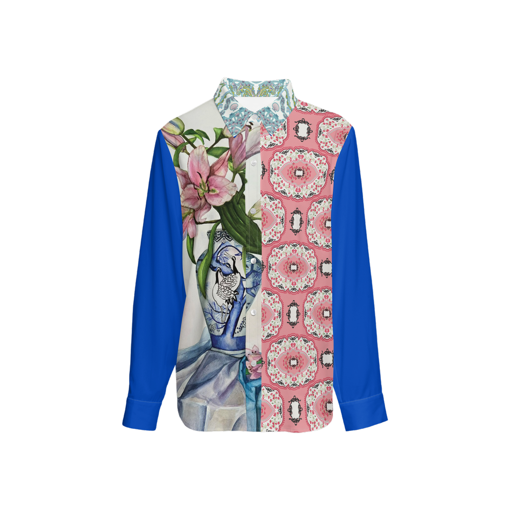 Women's Classic Long Sleeve Button-Up Shirt Silky-like Elegance