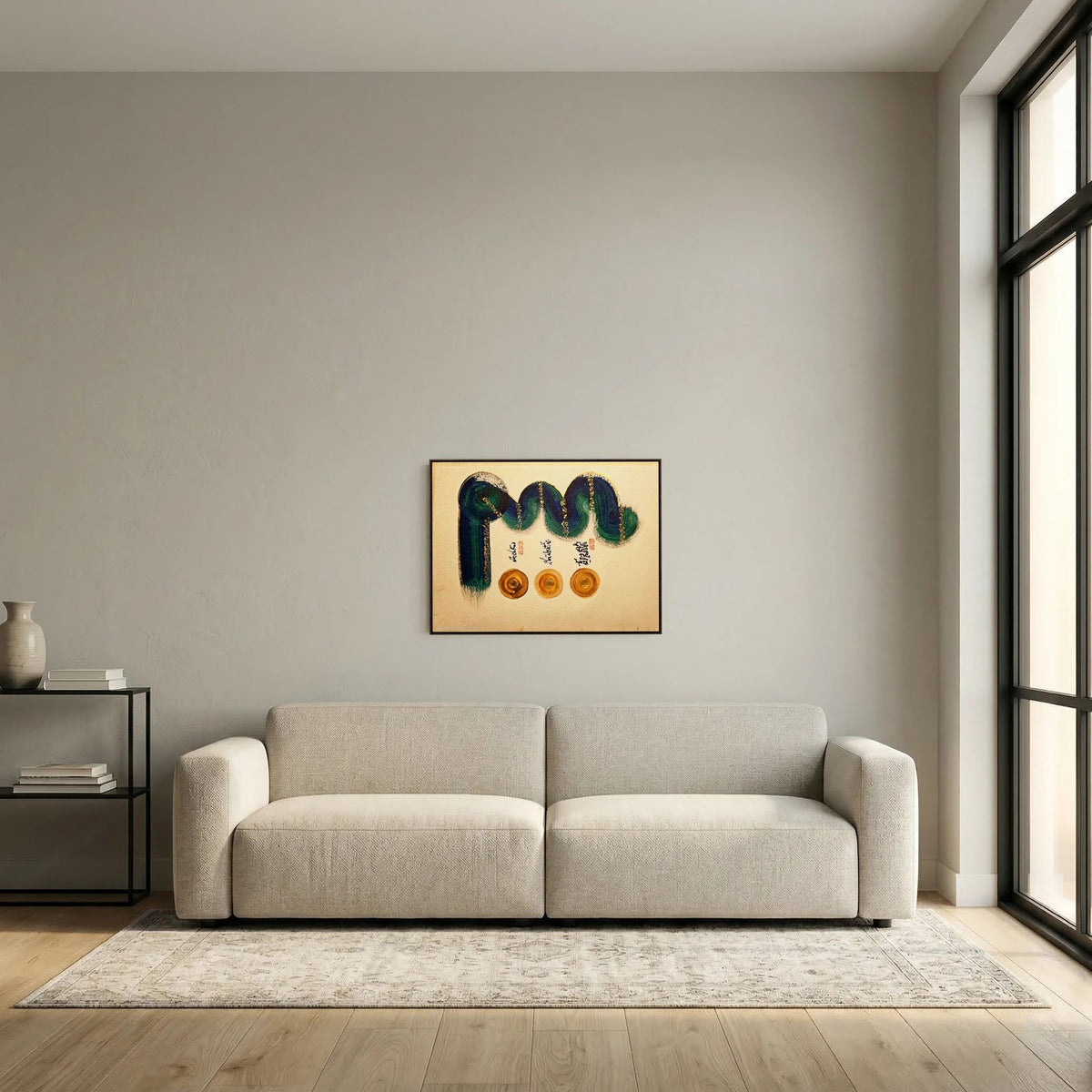 Tibetan Calligraphy Wall Art, Om Ah Hum Buddhist Canvas Print, Dhammapada Mindfulness Decor, Sacred Geometry Painting, Zen Meditation Gift