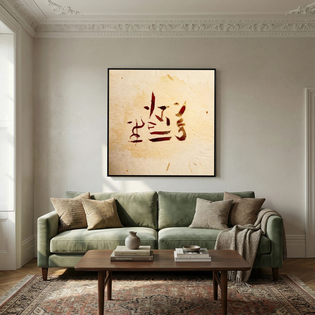 Ancient Awakening: Red and Gold Zen Calligraphy Series | Japandi and Wabi-Sabi Wall Art