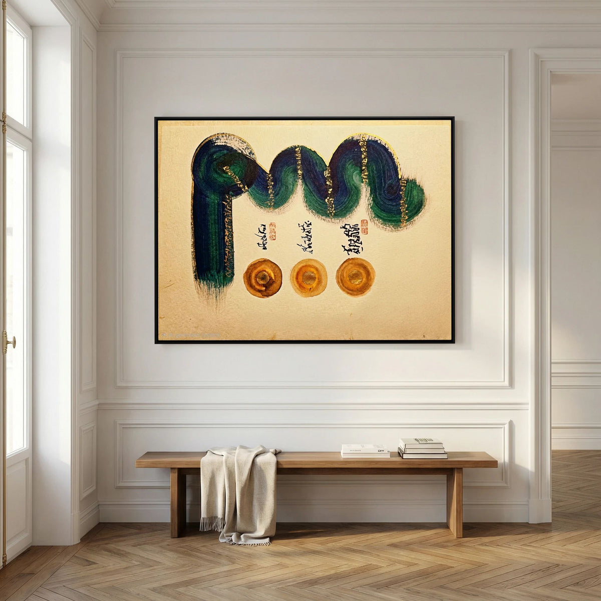 Tibetan Calligraphy Wall Art, Om Ah Hum Buddhist Canvas Print, Dhammapada Mindfulness Decor, Sacred Geometry Painting, Zen Meditation Gift