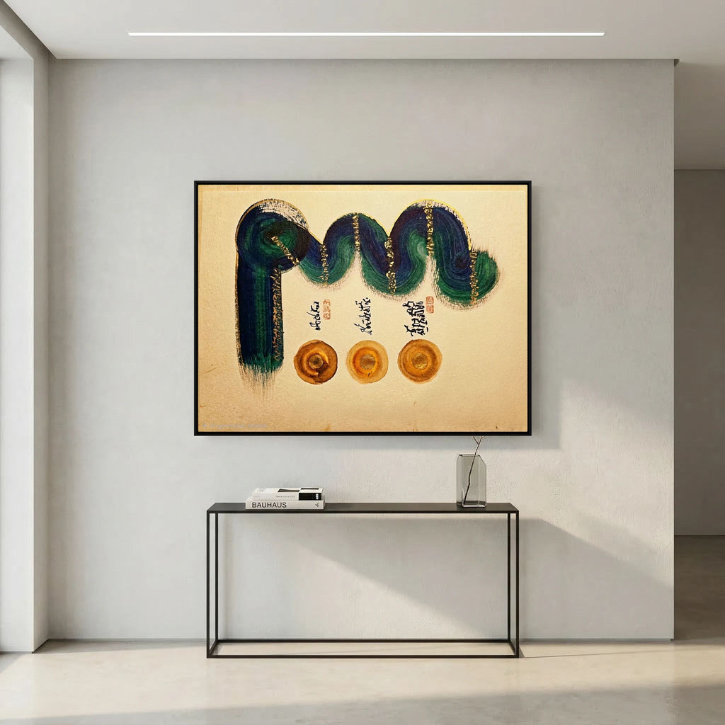 Tibetan Calligraphy Wall Art, Om Ah Hum Buddhist Canvas Print, Dhammapada Mindfulness Decor, Sacred Geometry Painting, Zen Meditation Gift