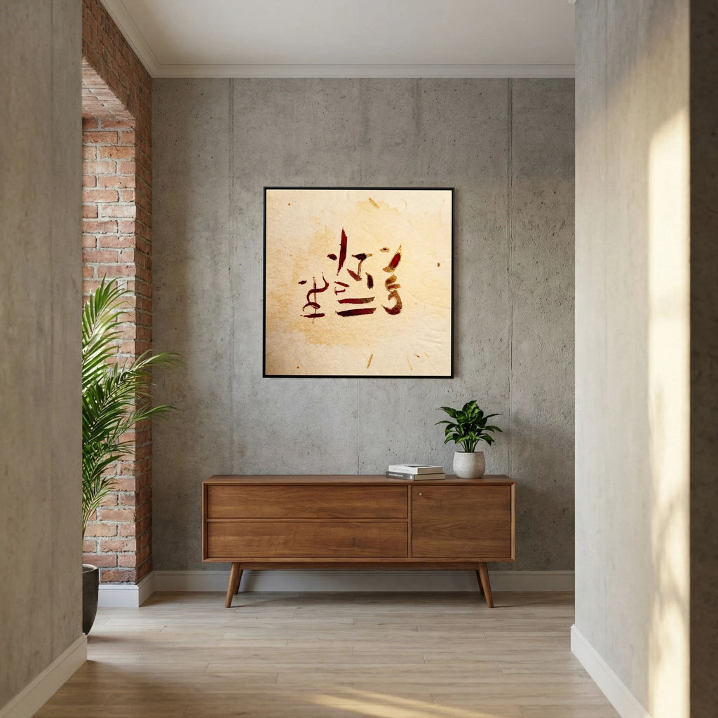 Ancient Awakening: Red and Gold Zen Calligraphy Series | Japandi and Wabi-Sabi Wall Art