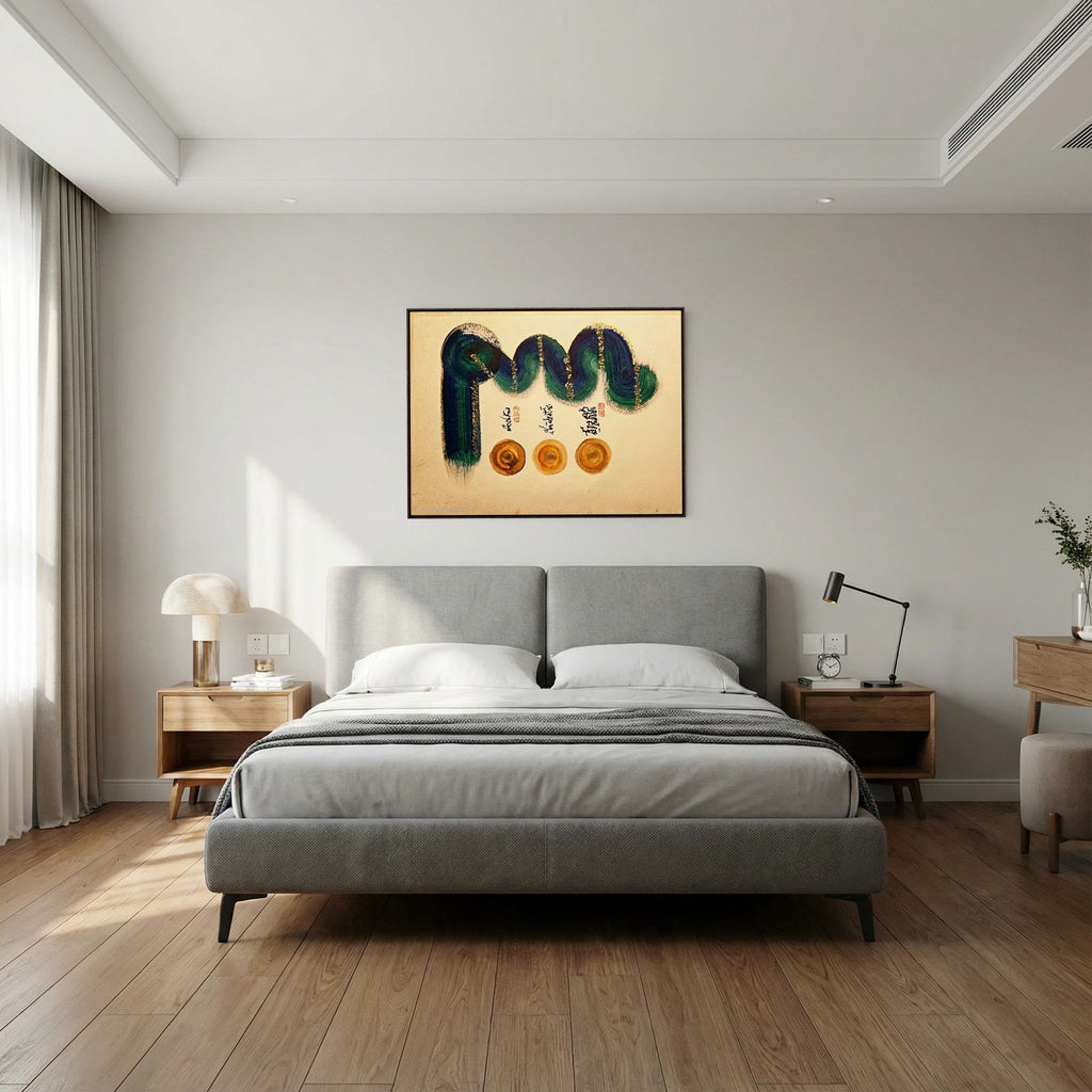 Tibetan Calligraphy Wall Art, Om Ah Hum Buddhist Canvas Print, Dhammapada Mindfulness Decor, Sacred Geometry Painting, Zen Meditation Gift