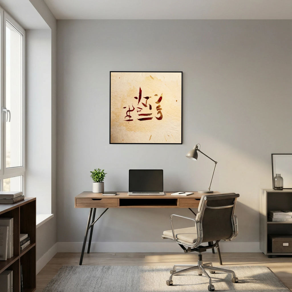 Ancient Awakening: Red and Gold Zen Calligraphy Series | Japandi and Wabi-Sabi Wall Art