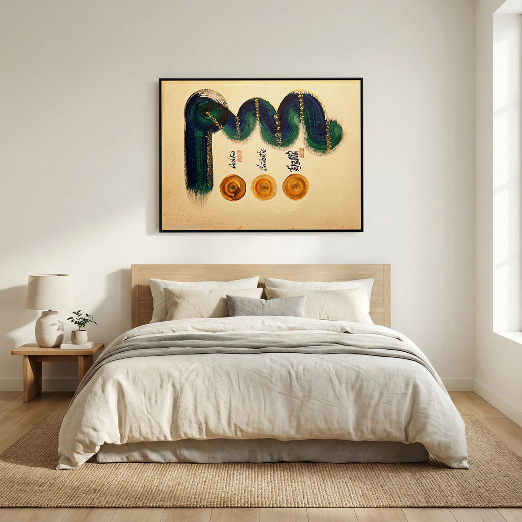 Tibetan Calligraphy Wall Art, Om Ah Hum Buddhist Canvas Print, Dhammapada Mindfulness Decor, Sacred Geometry Painting, Zen Meditation Gift