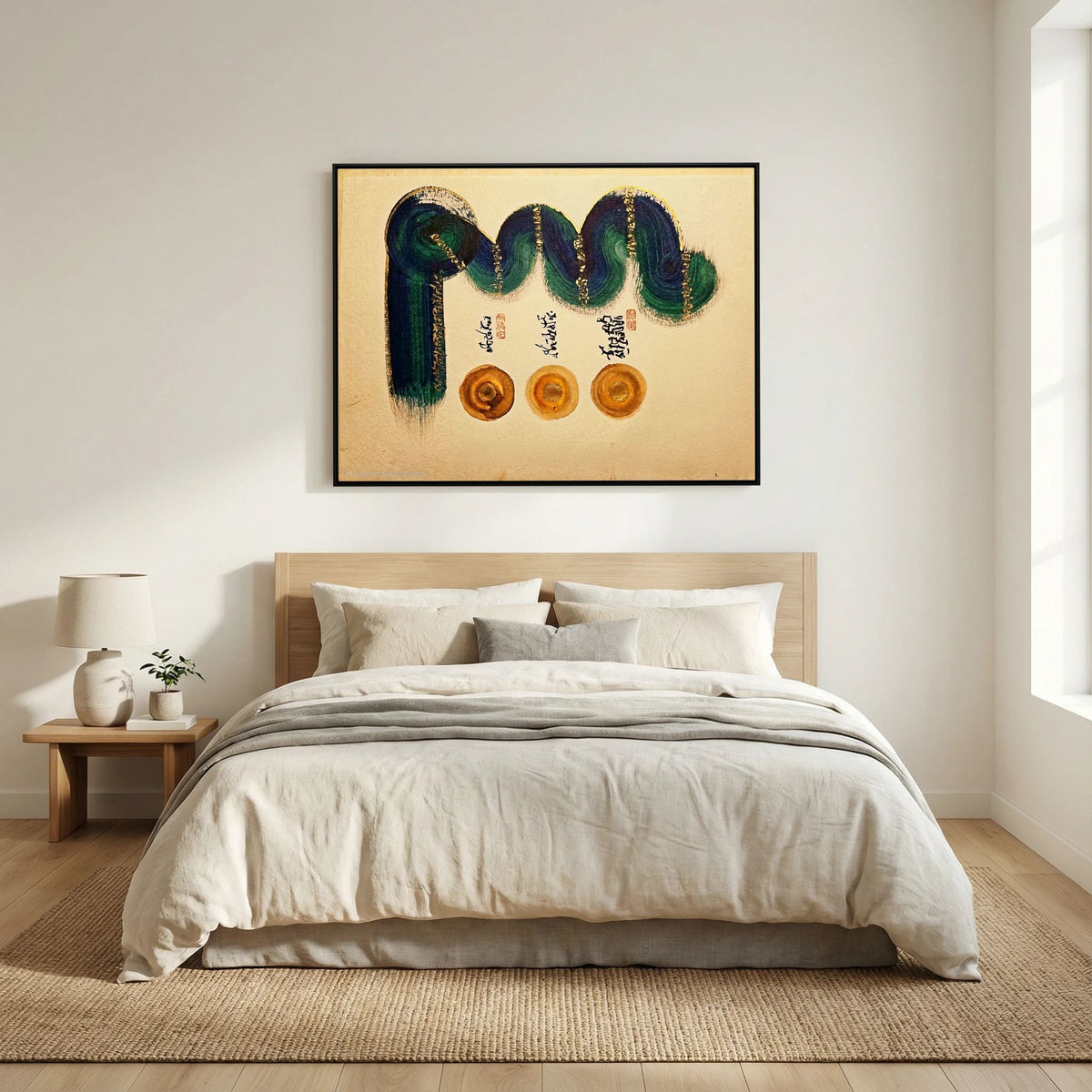 Tibetan Calligraphy Wall Art, Om Ah Hum Buddhist Canvas Print, Dhammapada Mindfulness Decor, Sacred Geometry Painting, Zen Meditation Gift