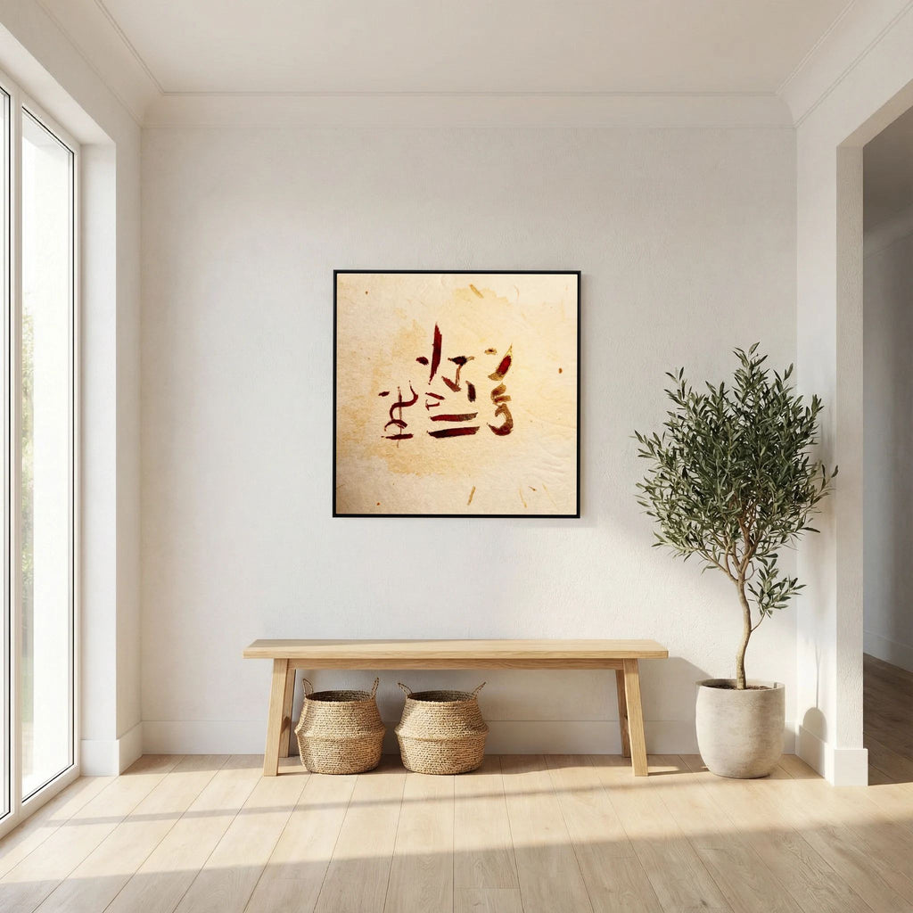 Ancient Awakening: Red and Gold Zen Calligraphy Series | Japandi and Wabi-Sabi Wall Art