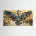 Zen Bird Canvas Art - Abstract Calligraphy & Art Nouveau Heron - Surah Al-A'raf 43 Concept