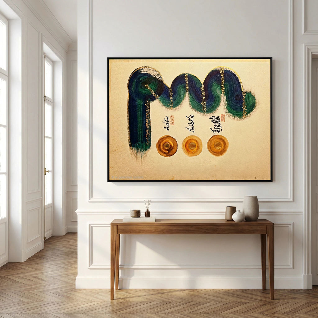 Tibetan Calligraphy Wall Art, Om Ah Hum Buddhist Canvas Print, Dhammapada Mindfulness Decor, Sacred Geometry Painting, Zen Meditation Gift